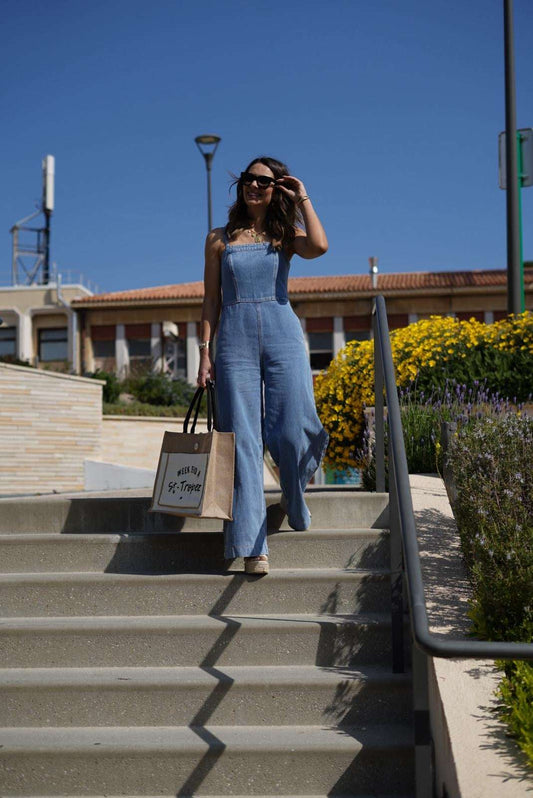 Combinaison en jean Luna – Salopette large – Look casual chic été - Jad'Or la Mode- La mode au service-de-la-féminité