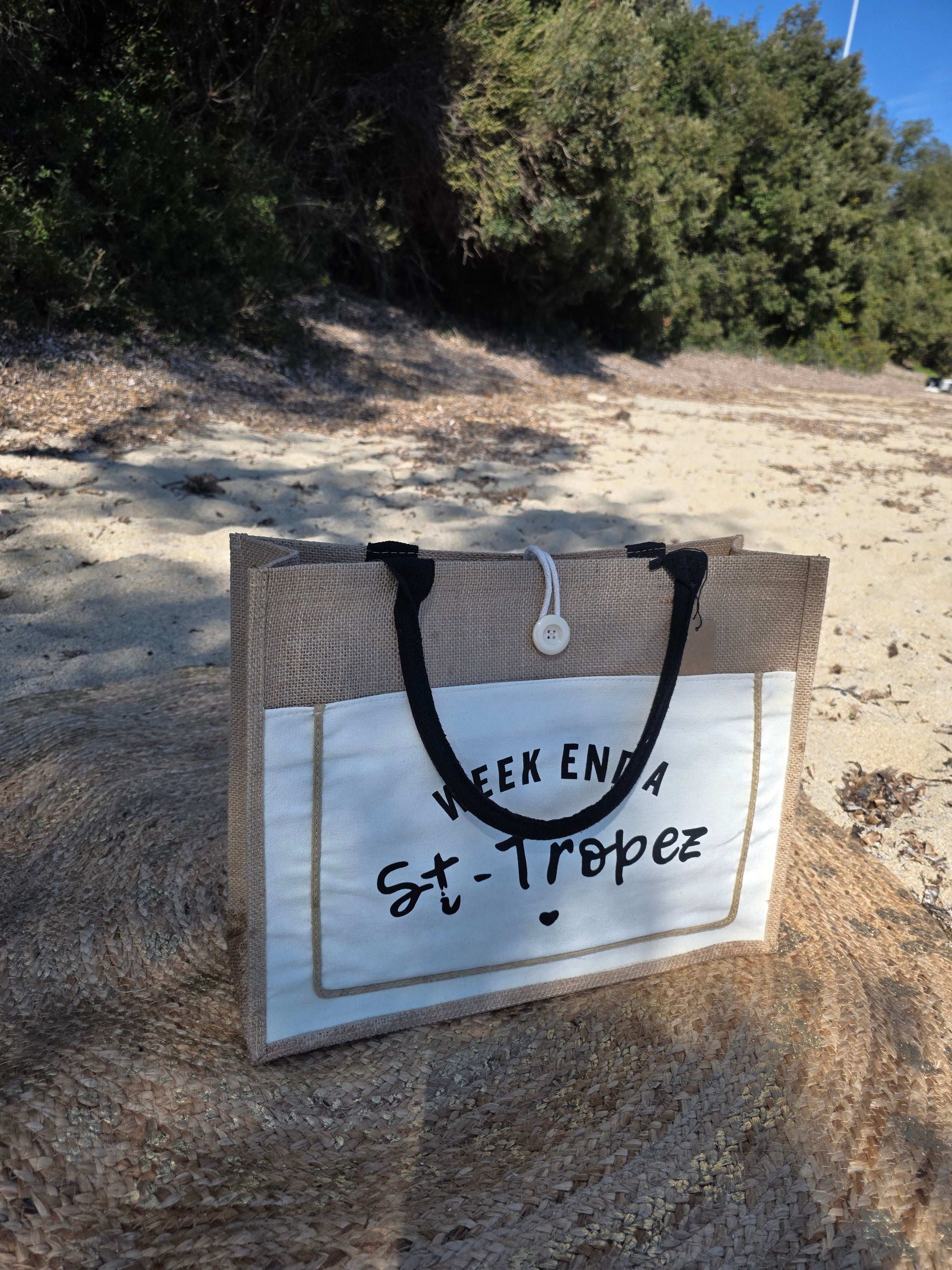 Sac Plage "Week end à St-Tropez " - Jad'Or la Mode- La mode au service-de-la-féminité