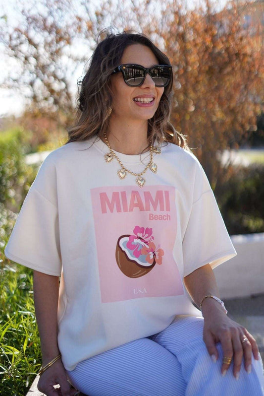 T-shirt oversize "MIAMI Beach" - Jad'Or la Mode- La mode au service-de-la-féminité