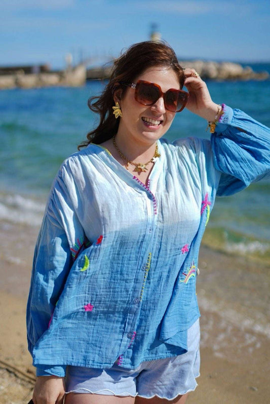 Chemise bordée manches longues - The Corner - Jad'Or la Mode- La mode au service-de-la-féminité