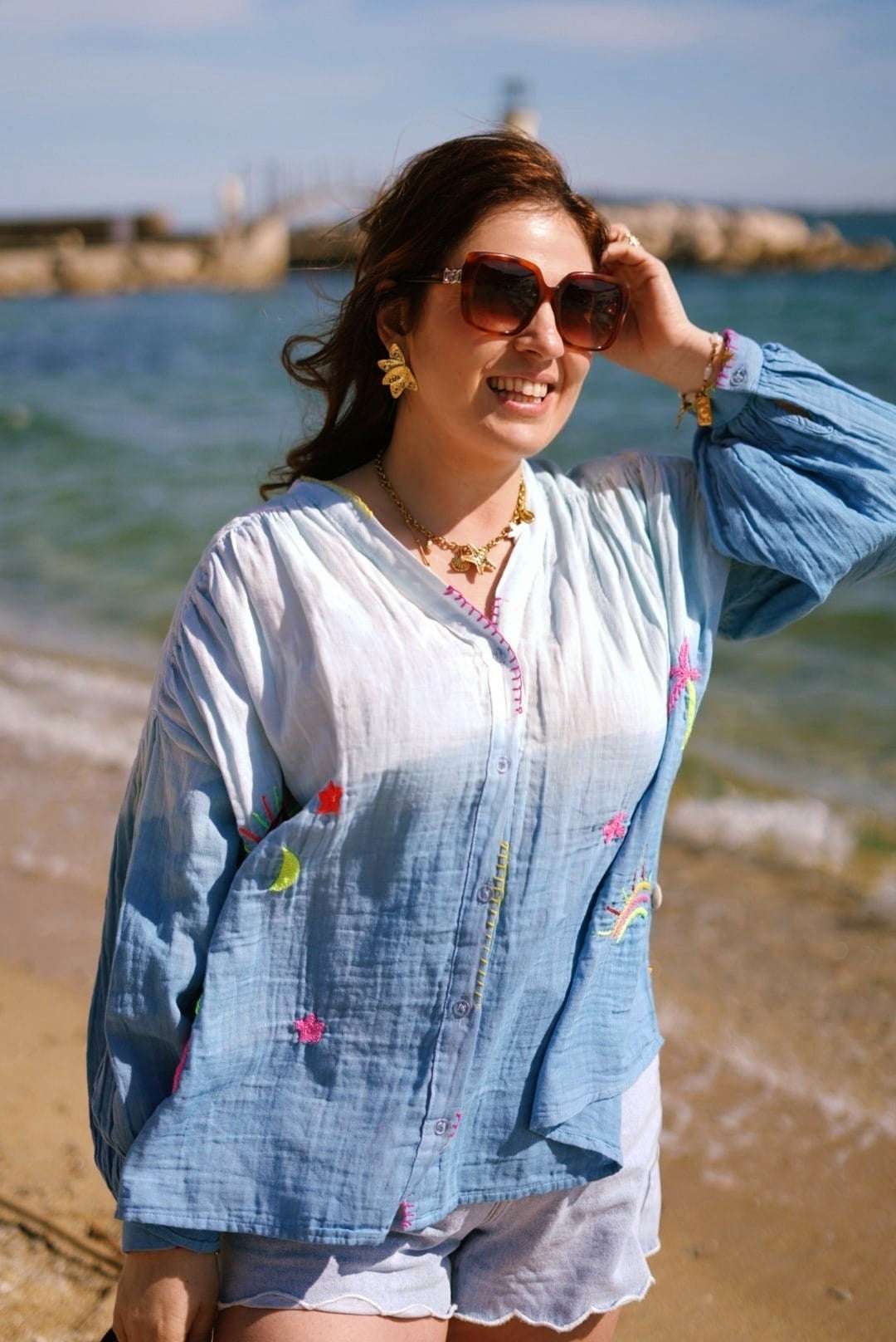 Chemise bordée manches longues - The Corner - Jad'Or la Mode- La mode au service-de-la-féminité