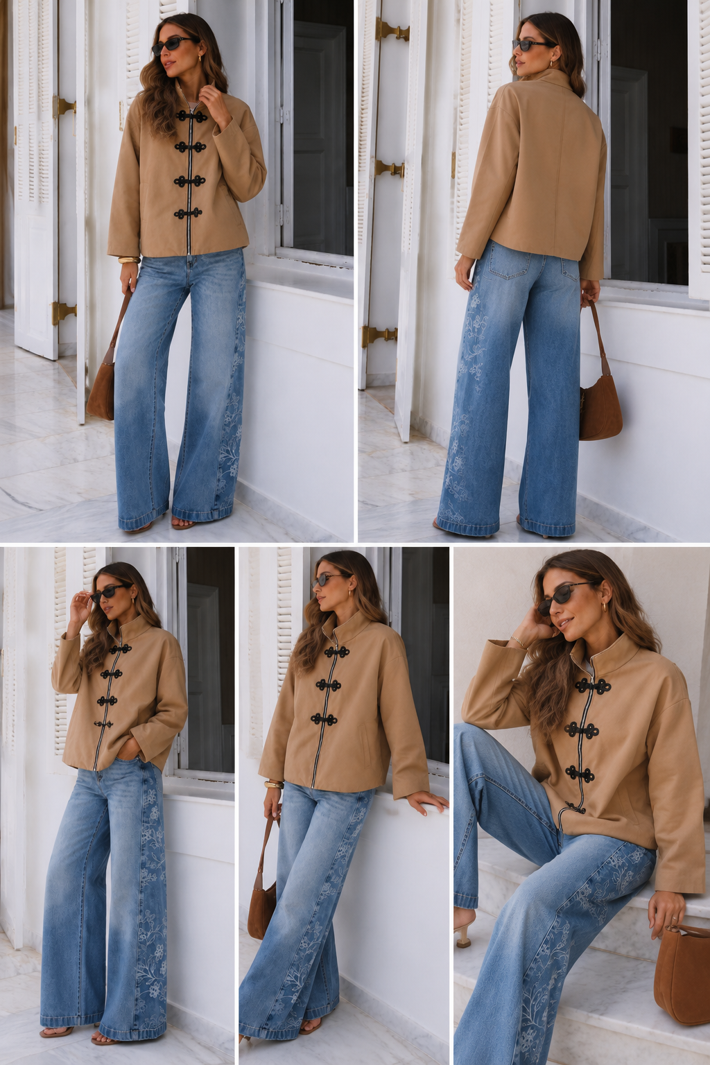 Jean Palazzo Femme Brodé Fleurs – Taille Haute & Coupe Wide Leg