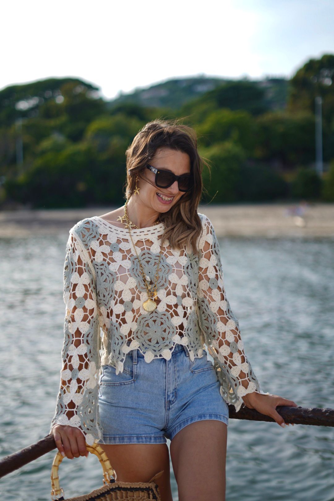 Top crochet bohème en coton – Taille unique