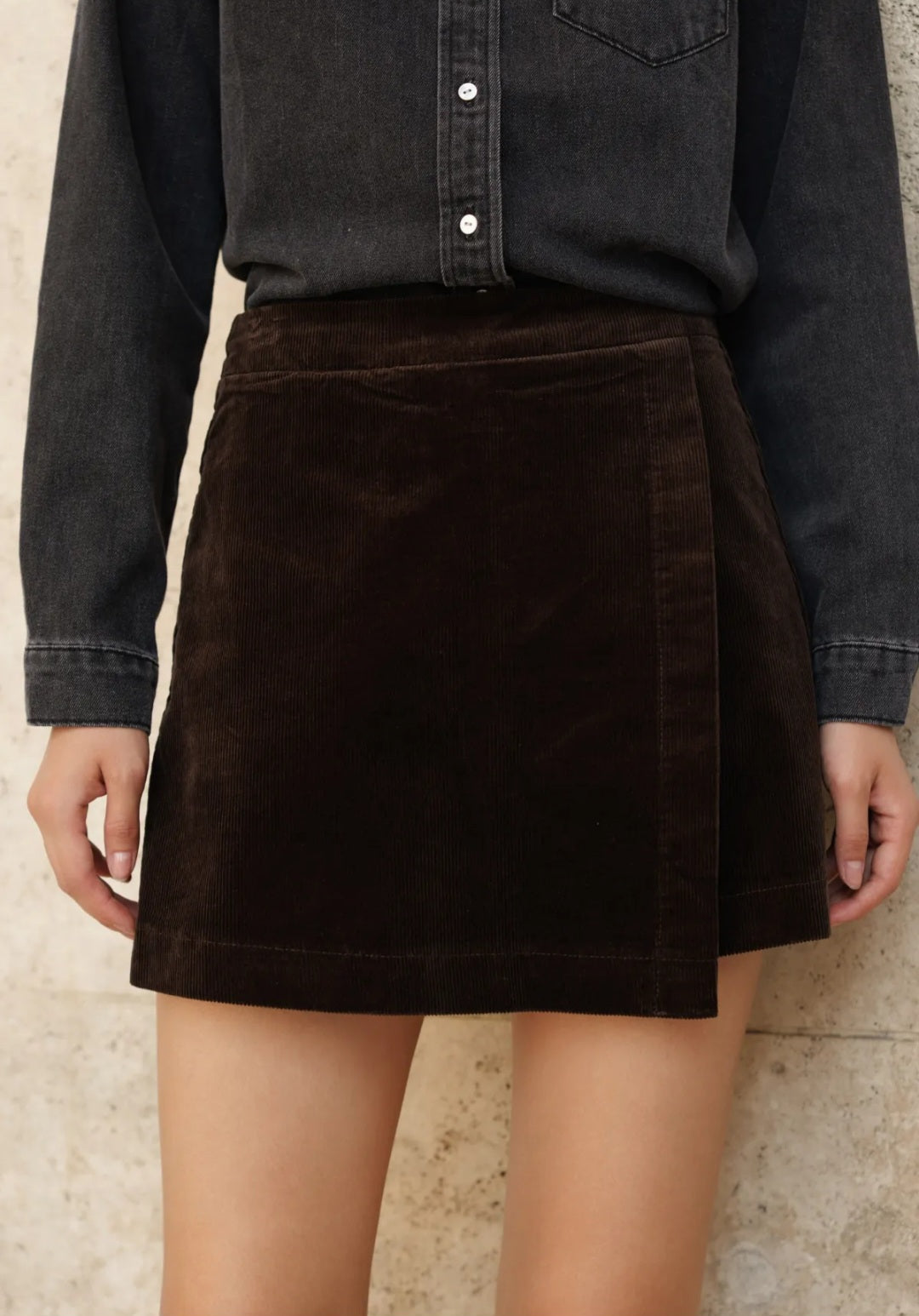 Jupe-Short en velours Oraije - Couleur Chocolat