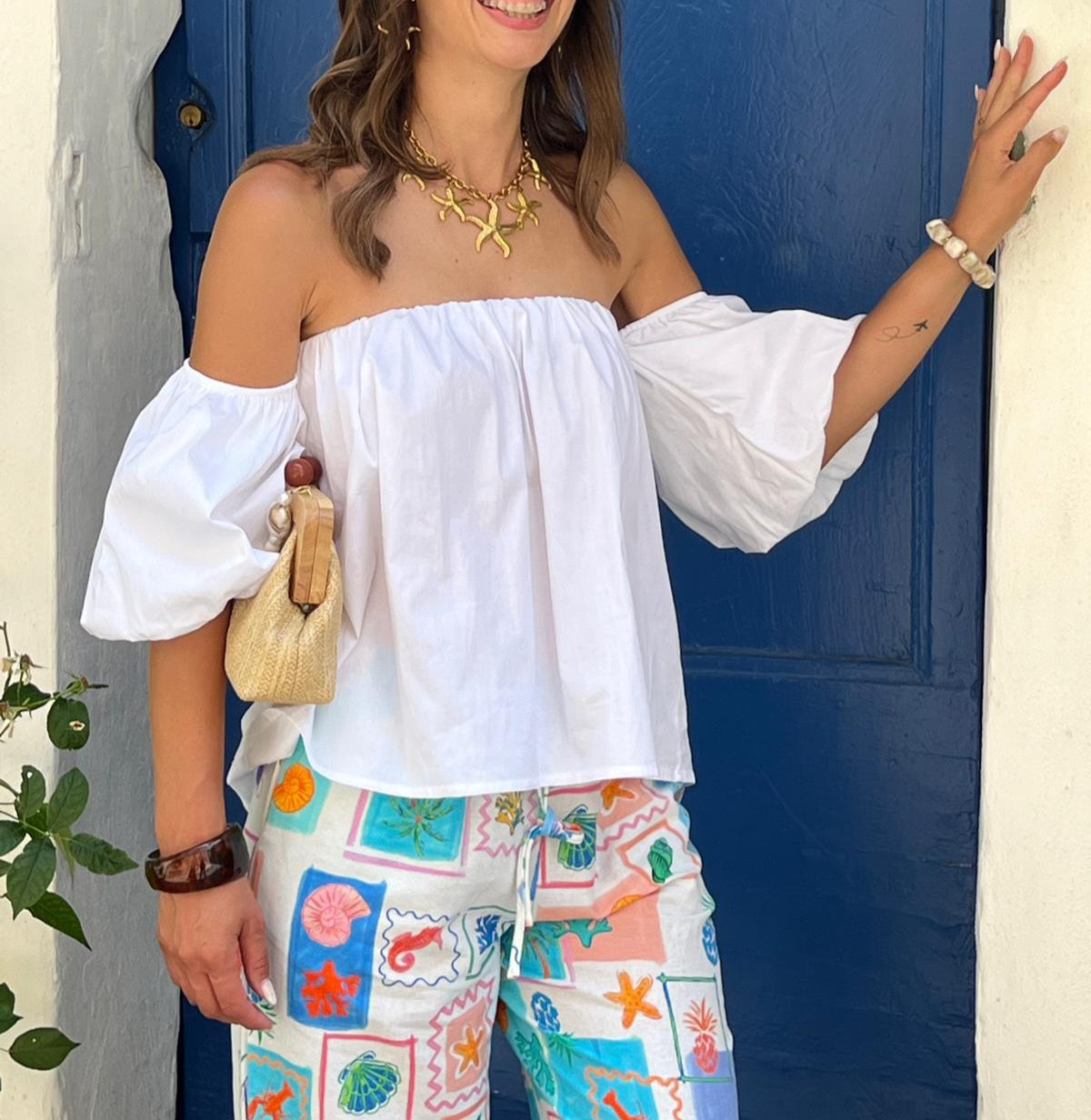 Top Épaules Dénudées en Coton – Taille Unique