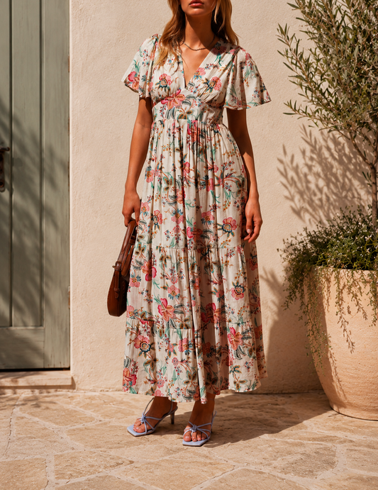 Robe longue fleurie - 100% coton