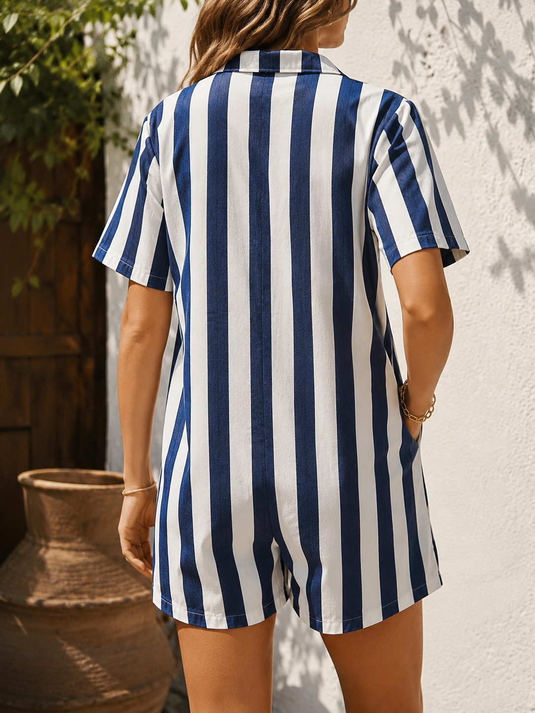 Combi-short Rayée Bleu & Blanc – L'élégance décontractée de l'été