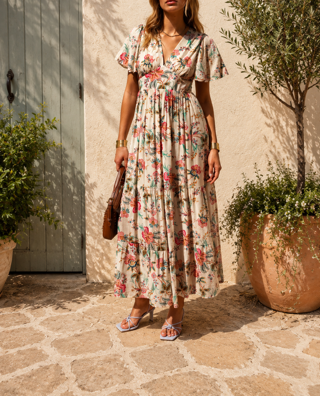 Robe longue fleurie - 100% coton