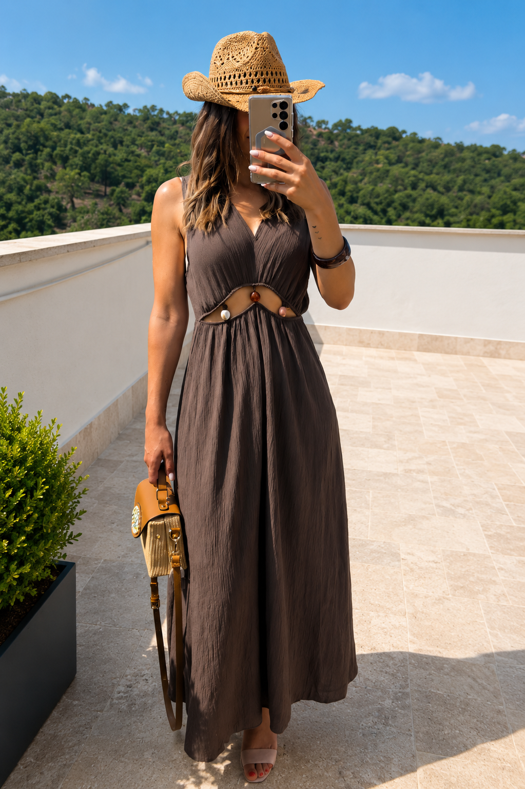 Robe longue chocolat bohème ultra tendance