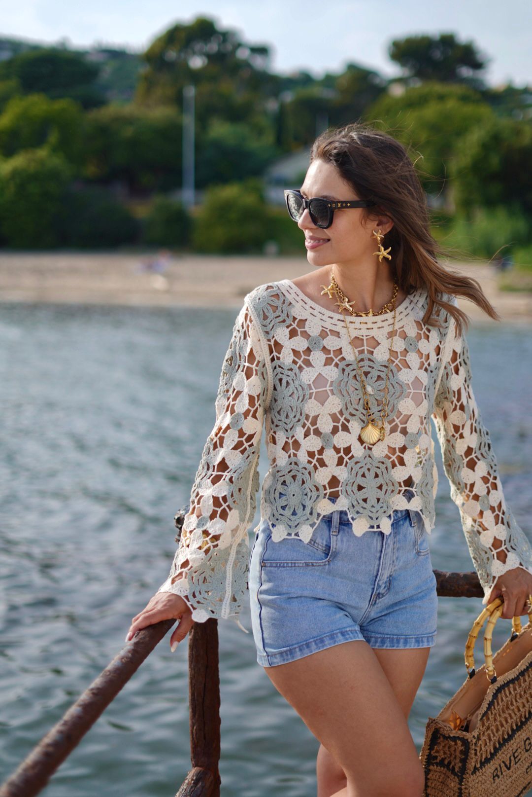 Top crochet bohème en coton – Taille unique
