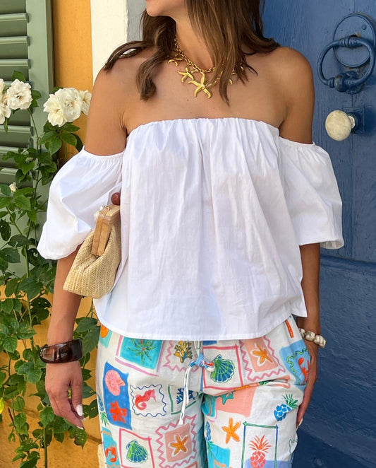 Top Épaules Dénudées en Coton – Taille Unique