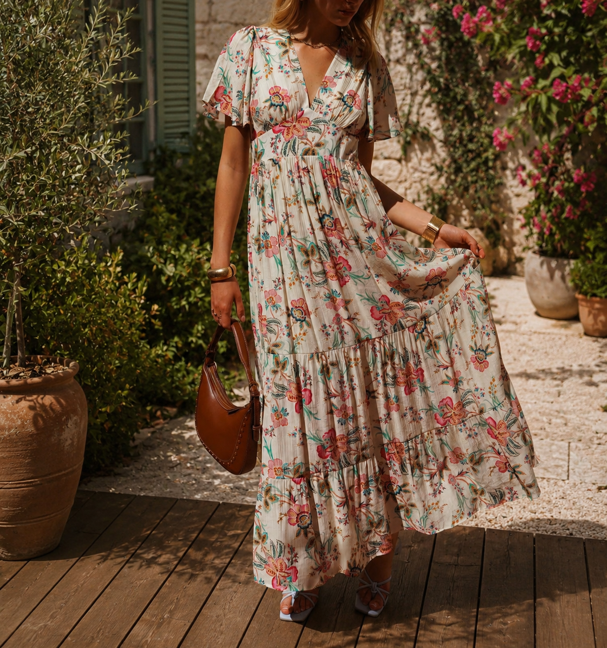 Robe longue fleurie - 100% coton