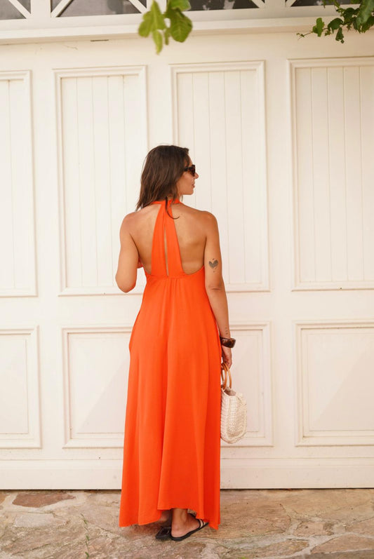 Robe longue Serena, dos nu - Orange