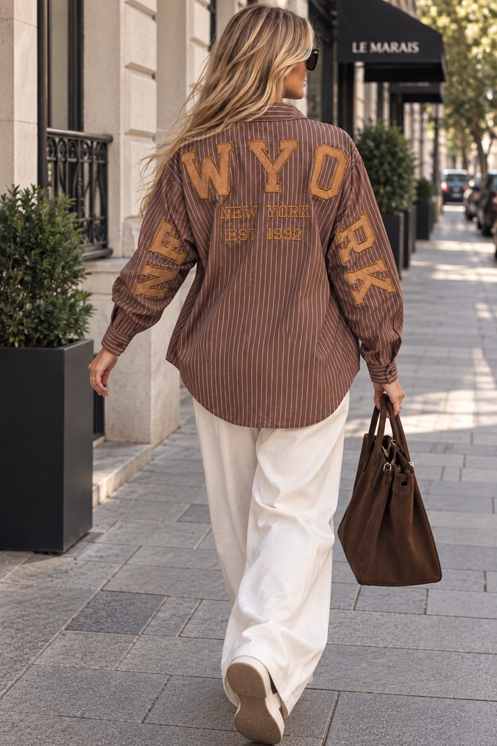 Chemise rayée chocolat « New York »