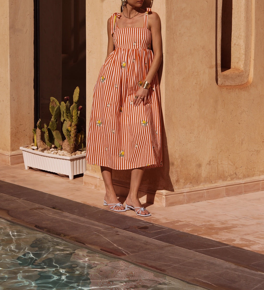 Robe rayée bordée - 100% coton