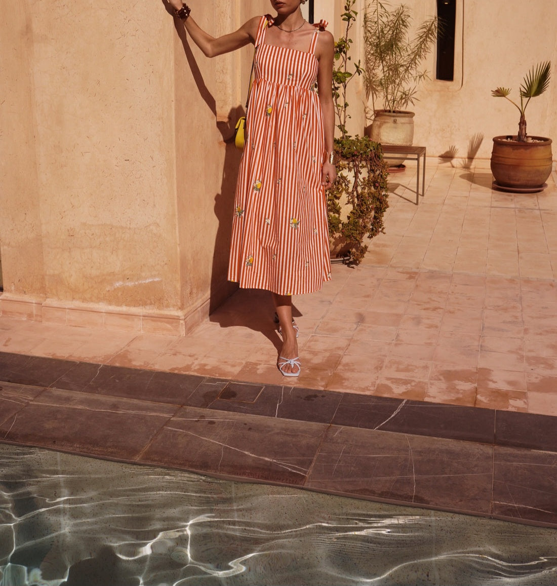 Robe rayée bordée - 100% coton