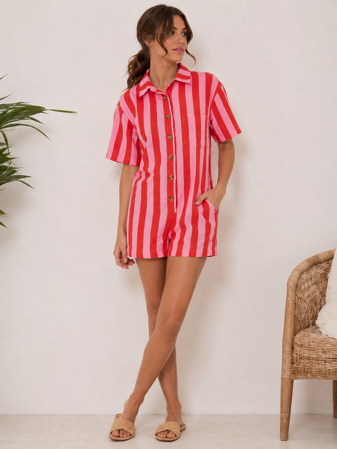 Combi-short Rayée Rose & Corail – La pièce coup de cœur de l'été