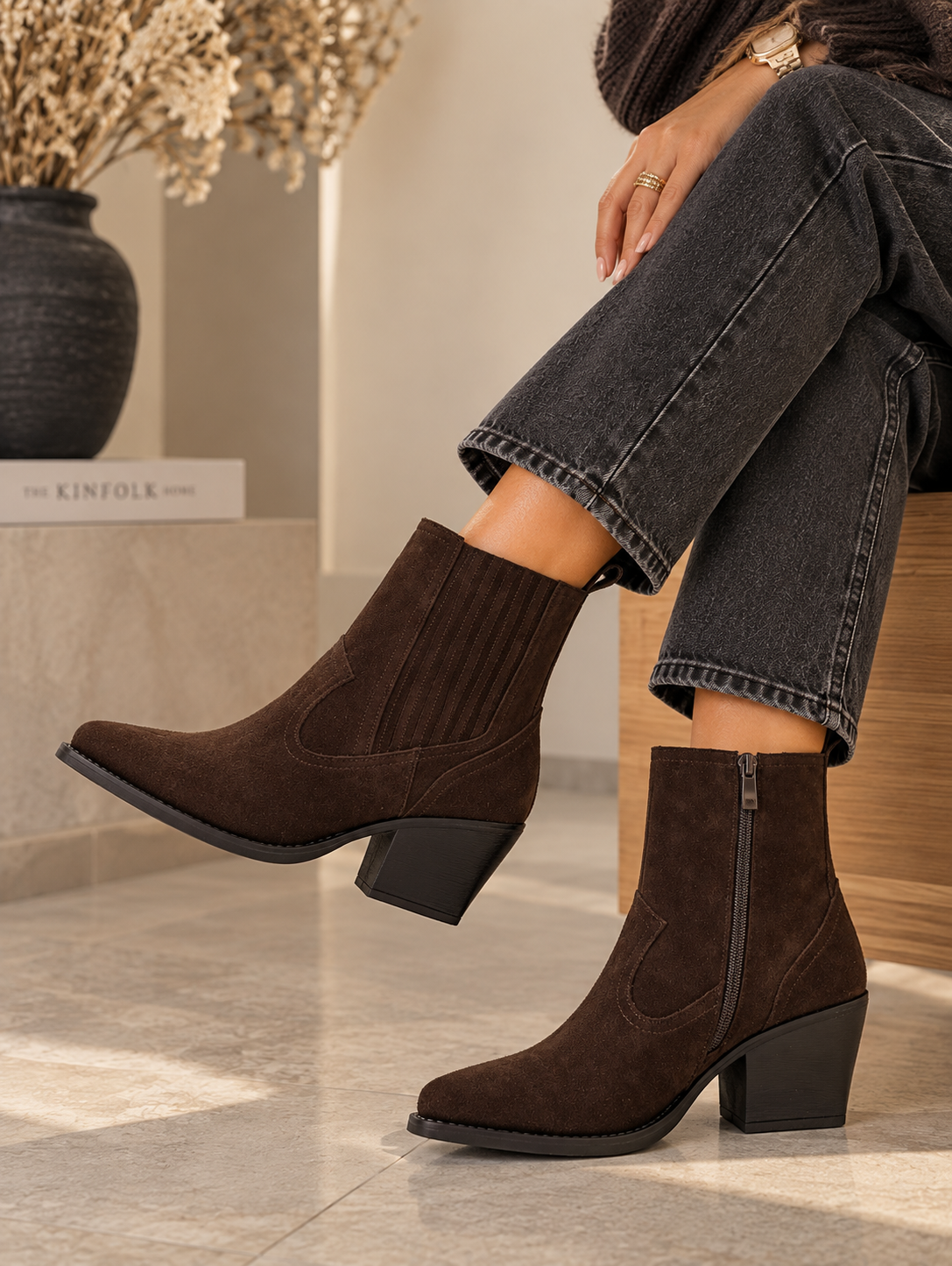 Bottines Western Chocolat 100% Cuir