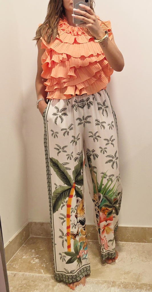 Pantalon fluide imprimé jungle – Confort & style estival 
