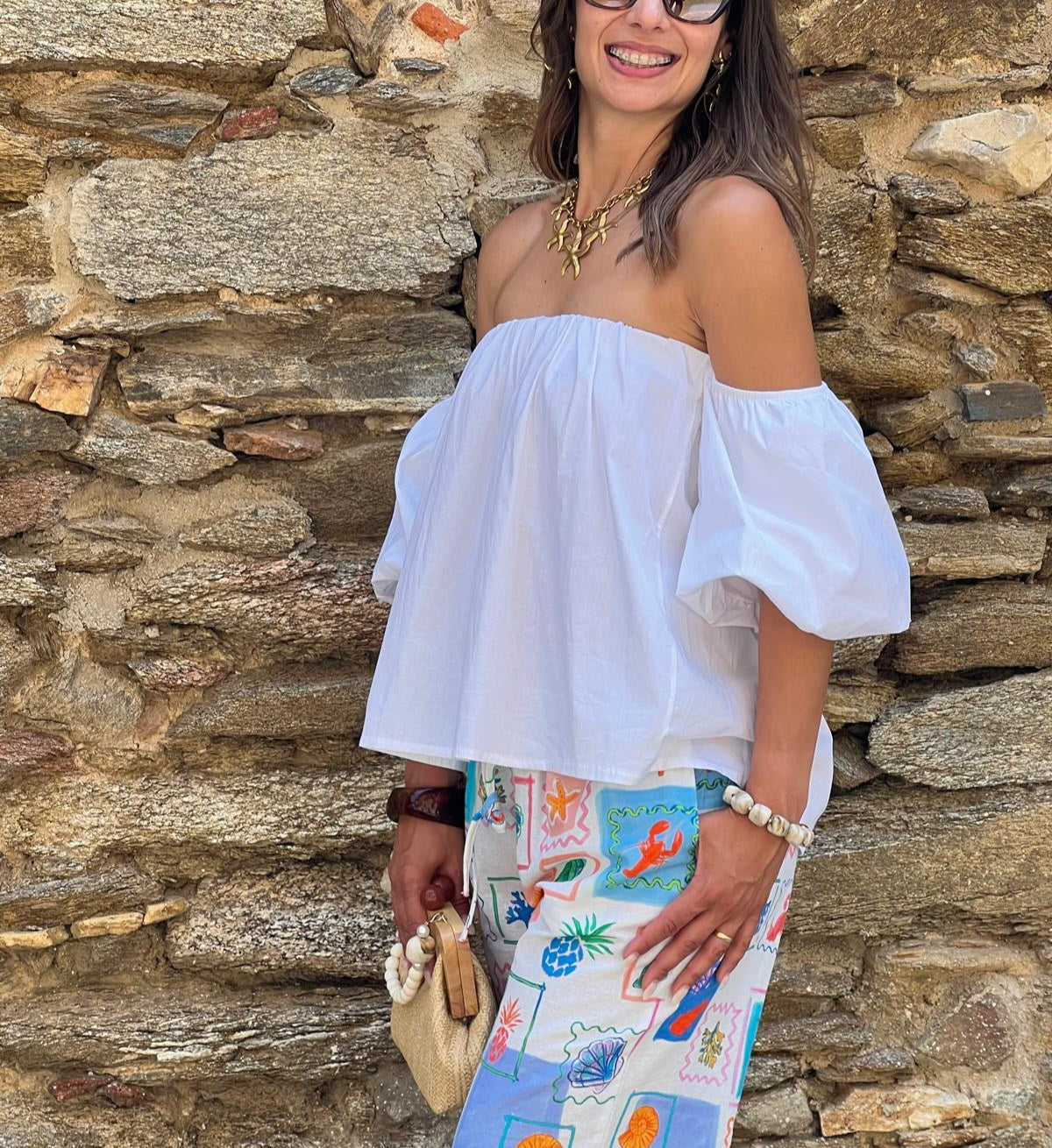 Top Épaules Dénudées en Coton – Taille Unique