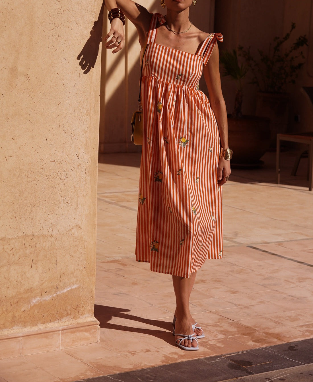 Robe rayée bordée - 100% coton
