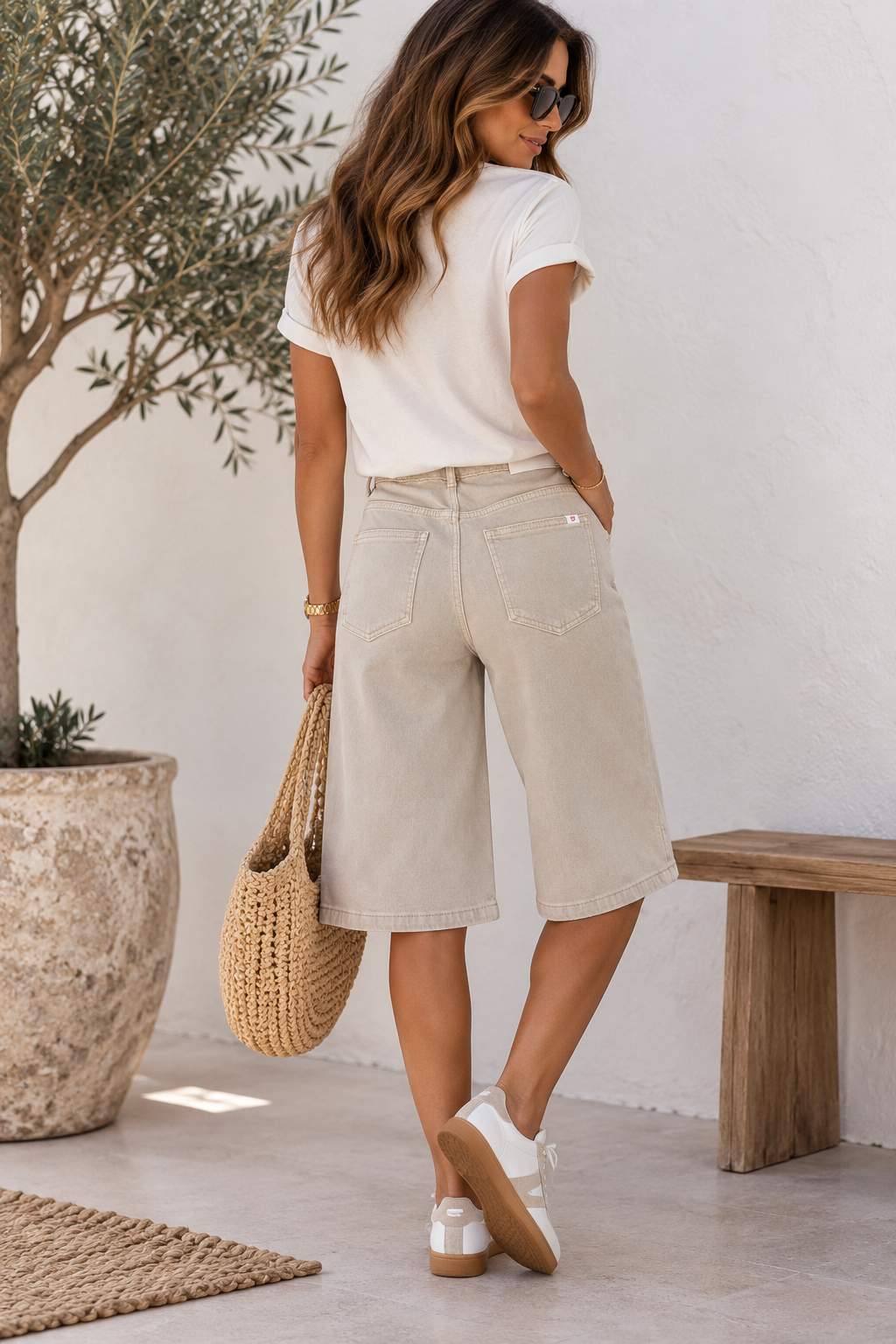 Bermuda Beige en Coton Stretch