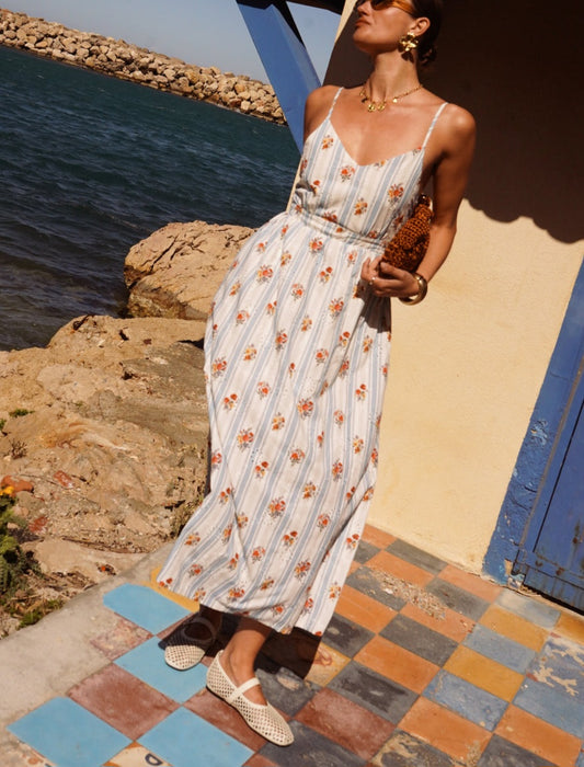 Robe dos nu bordée - 100% coton